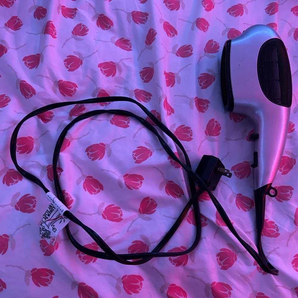 Silver Hair Dryer with Black Accents